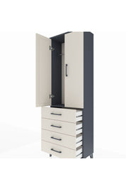 Arges Dolap Tek Raflı 4 Çekmeceli Tek Askılı 60x30x182 - S23M027V4A