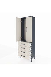 Arges Dolap Tek Raflı 4 Çekmeceli Tek Askılı 60x30x182 - S23M027V4A