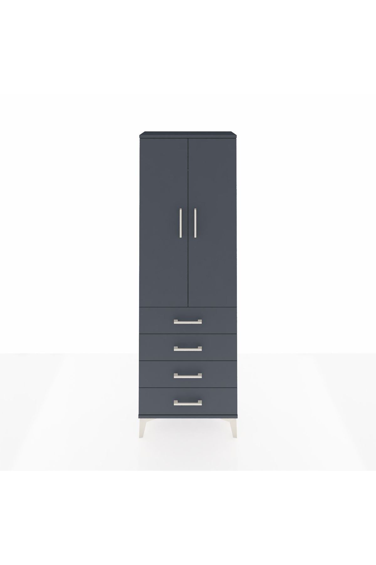 Arges Dolap Tek Raflı 4 Çekmeceli Tek Askılı 60x30x182 - S23M027V5A