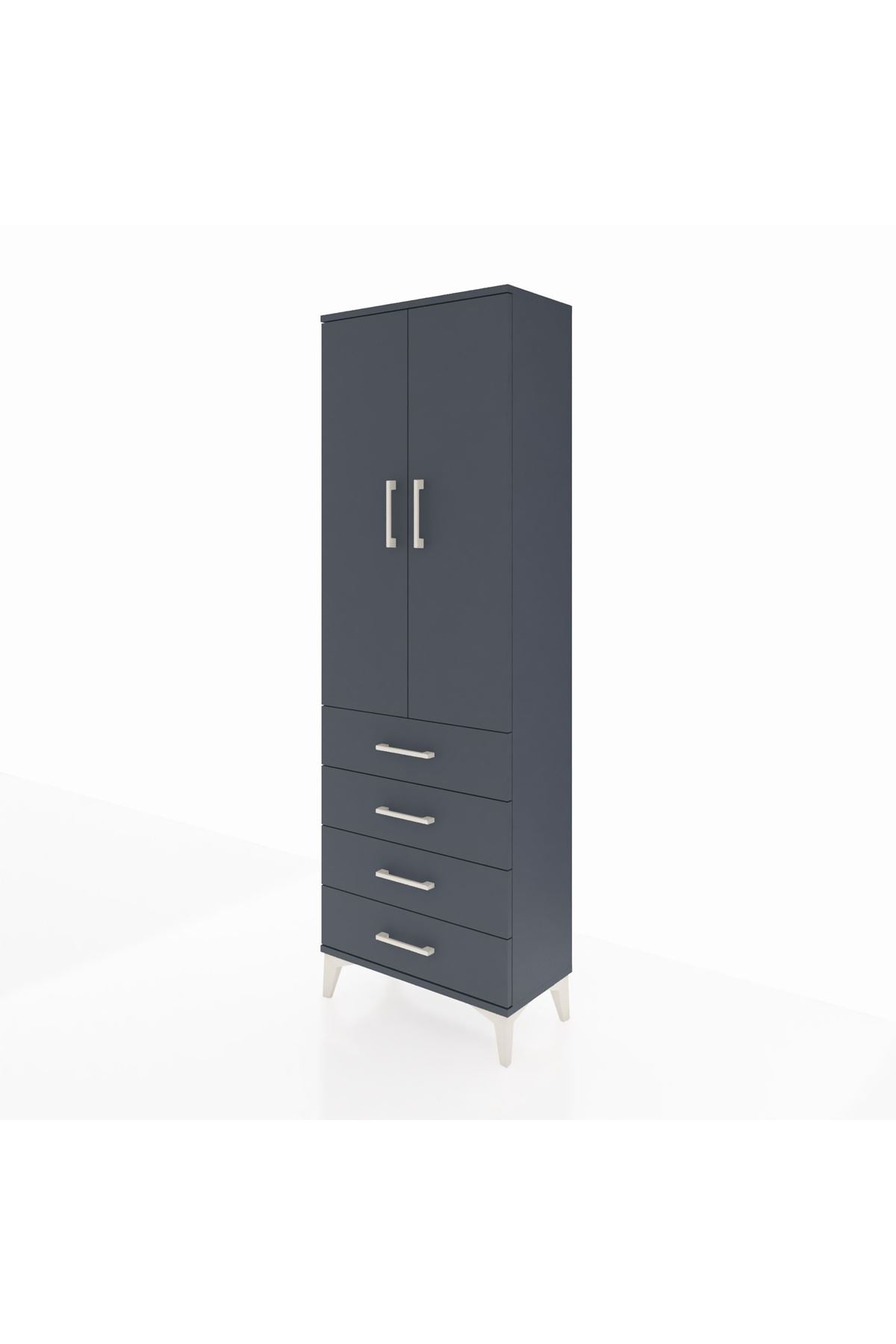 Arges Dolap Tek Raflı 4 Çekmeceli Tek Askılı 60x30x182 - S23M027V5A