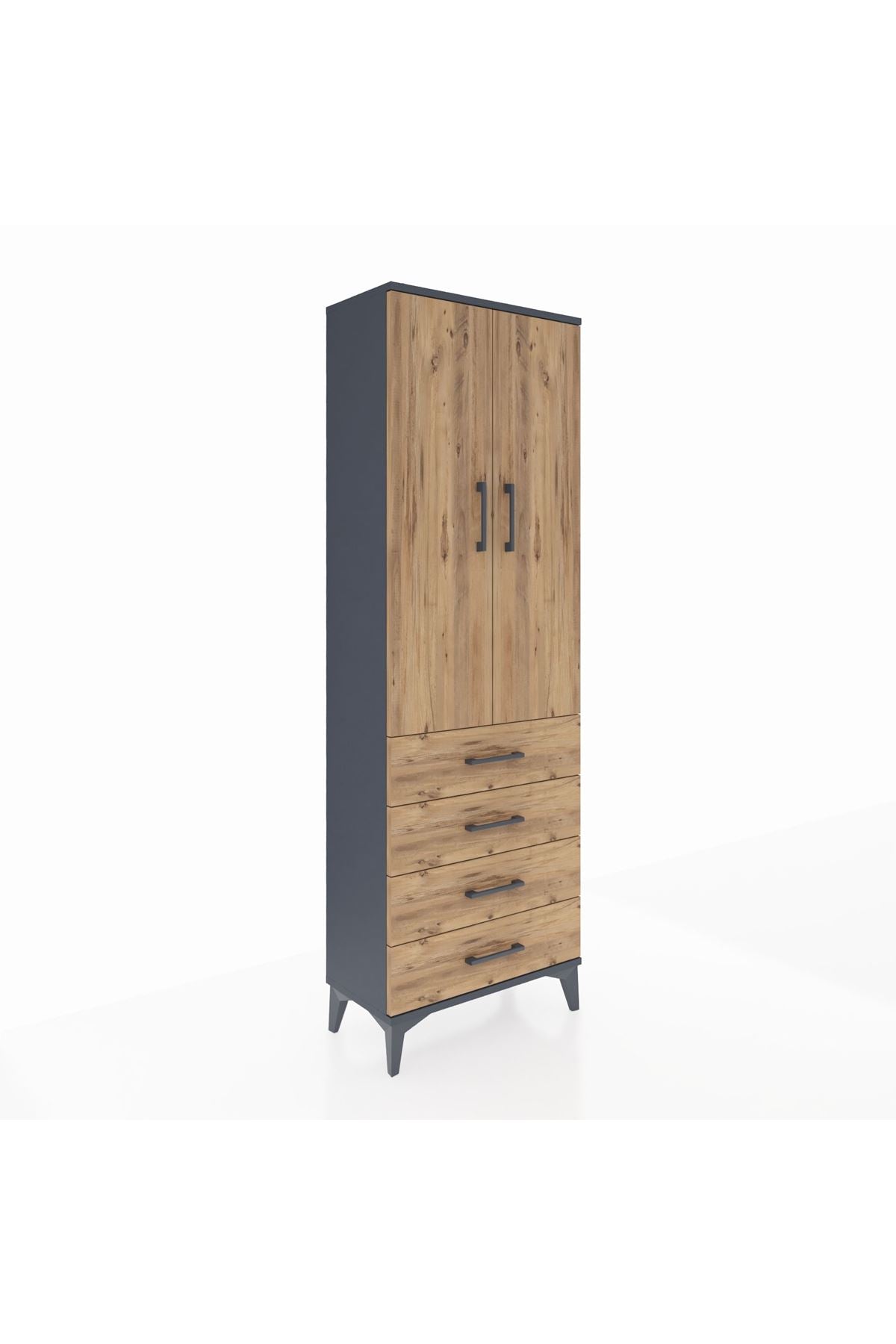 Arges Dolap Tek Raflı 4 Çekmeceli Tek Askılı 60x30x182 - S23M027V6A