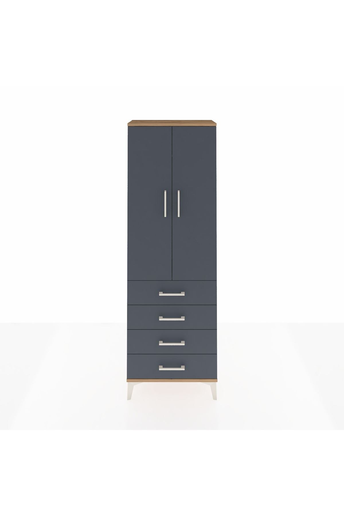 Arges Dolap Tek Raflı 4 Çekmeceli Tek Askılı 60x30x182 - S23M027V8A