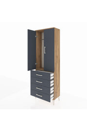 Arges Dolap Tek Raflı 4 Çekmeceli Tek Askılı 60x30x182 - S23M027V8A