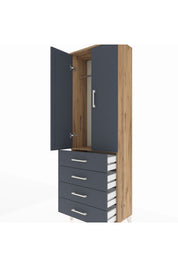 Arges Dolap Tek Raflı 4 Çekmeceli Tek Askılı 60x30x182 - S23M027V8A