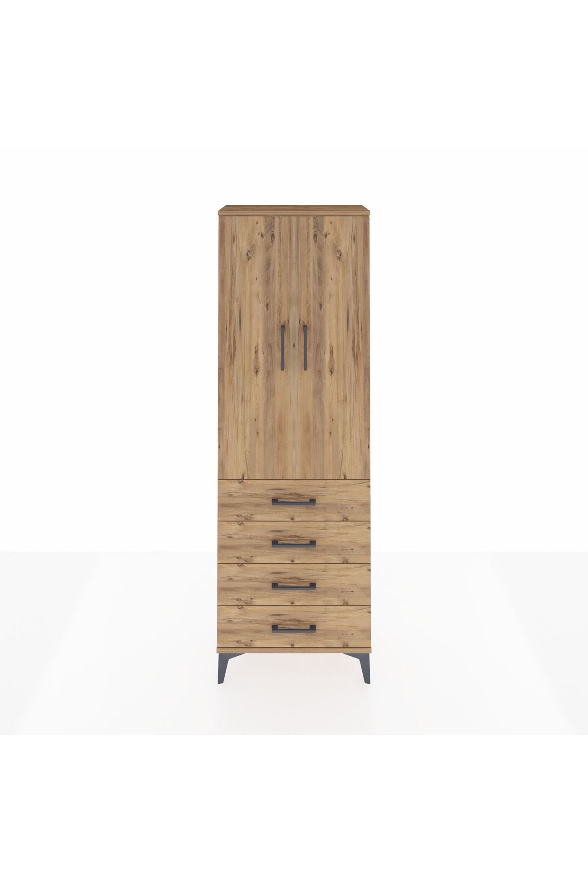 Arges Dolap Tek Raflı 4 Çekmeceli Tek Askılı 60x30x182 - S23M027V9A