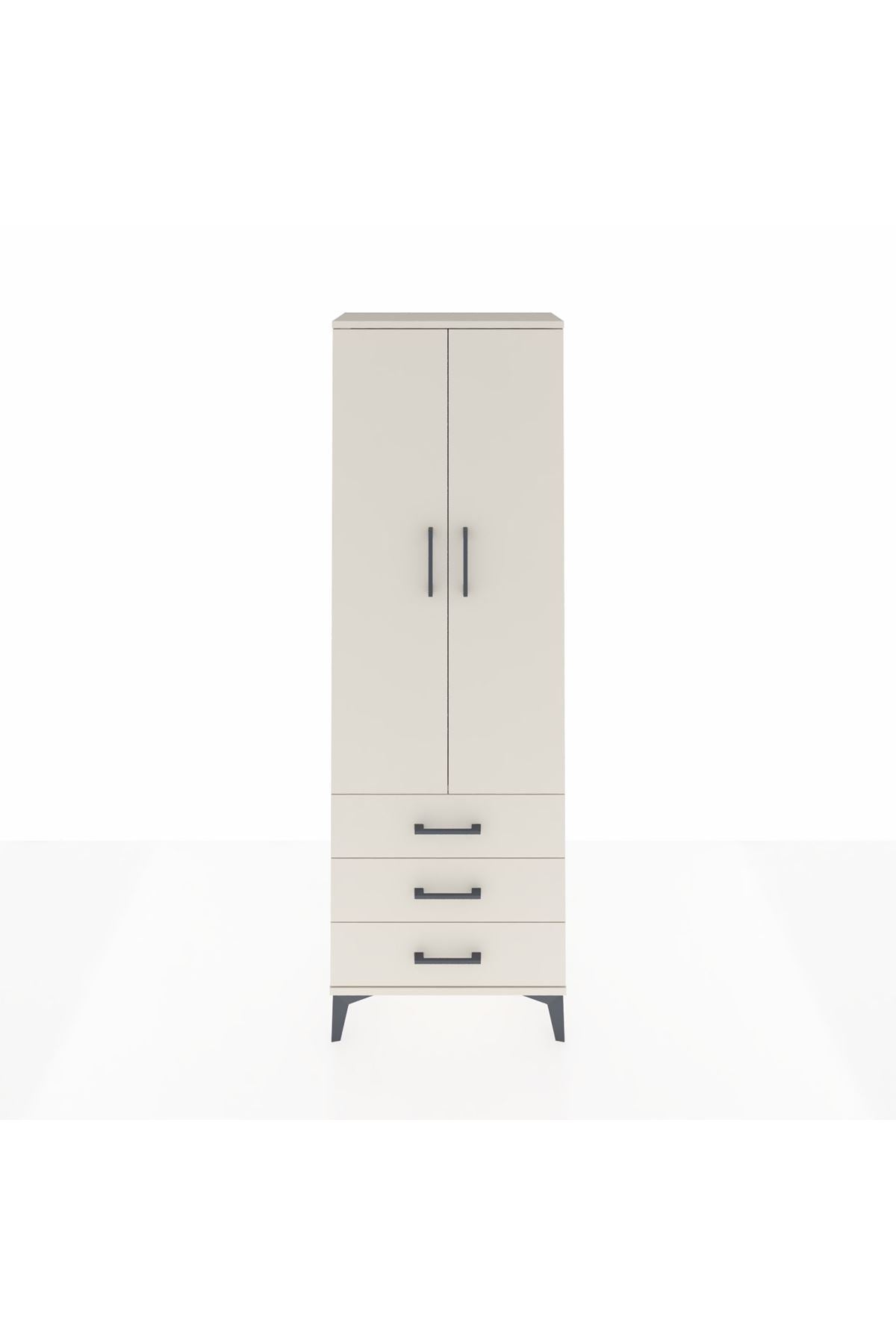 Arges Dolap Tek Raflı 3 Çekmeceli Tek Askılı 60x30x182 - S23M028V1A