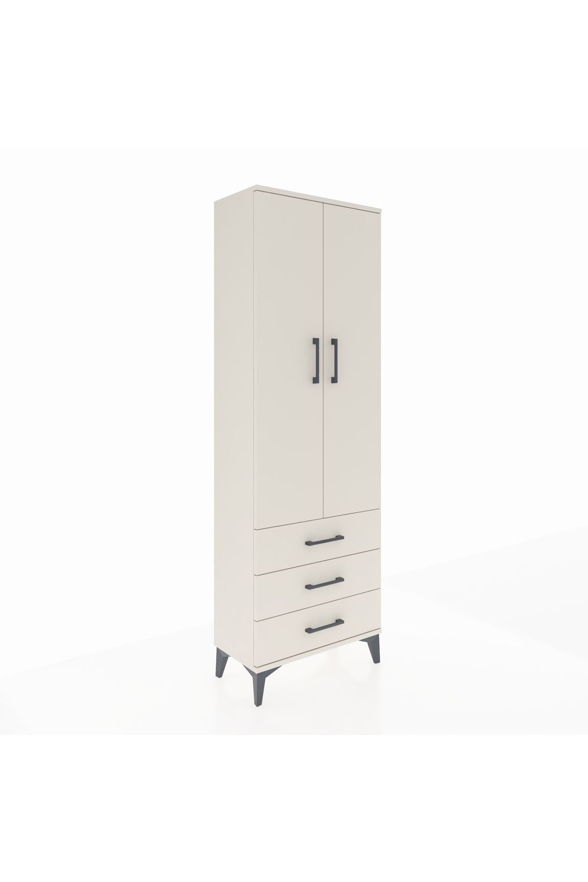 Arges Dolap Tek Raflı 3 Çekmeceli Tek Askılı 60x30x182 - S23M028V1A