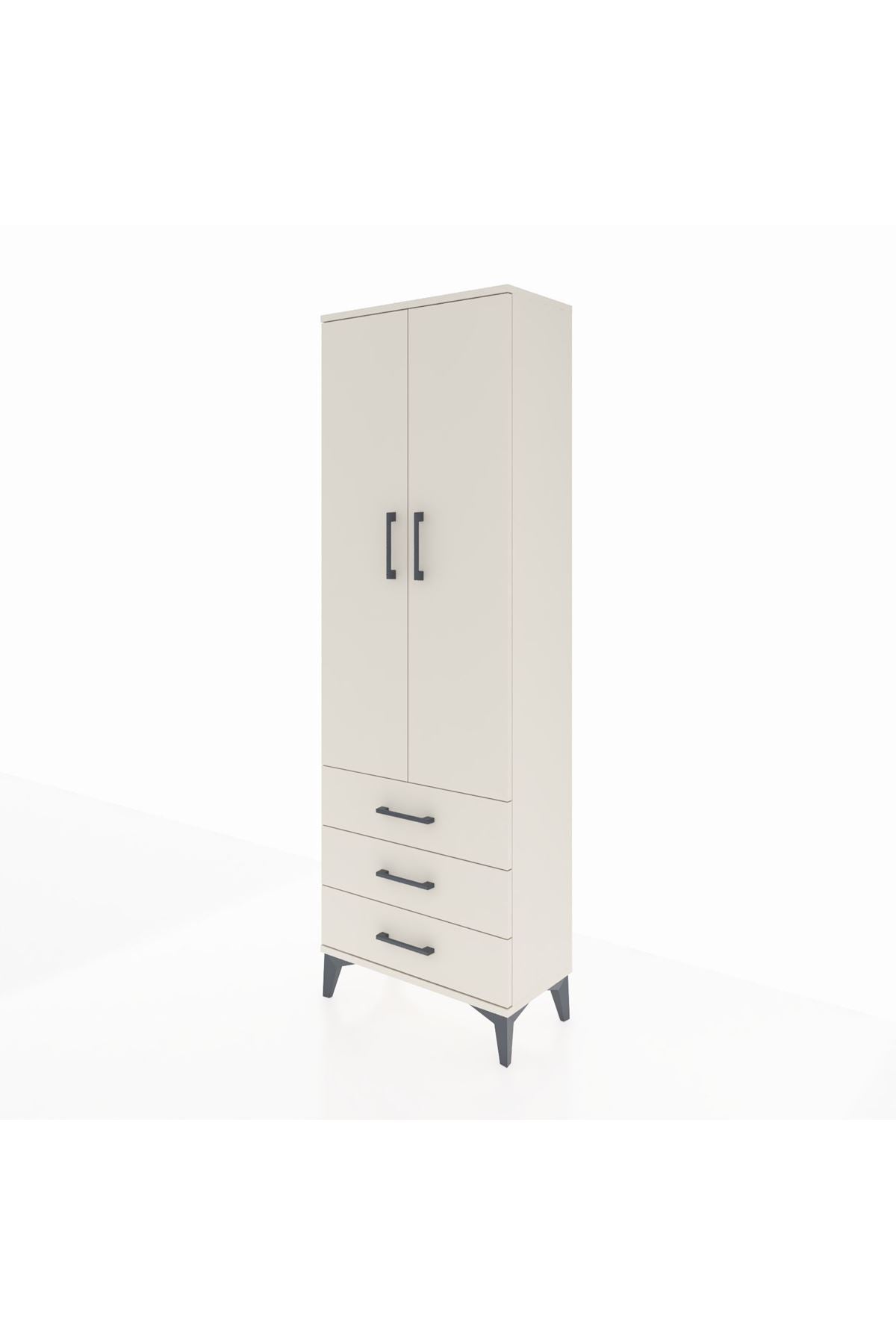 Arges Dolap Tek Raflı 3 Çekmeceli Tek Askılı 60x30x182 - S23M028V1A