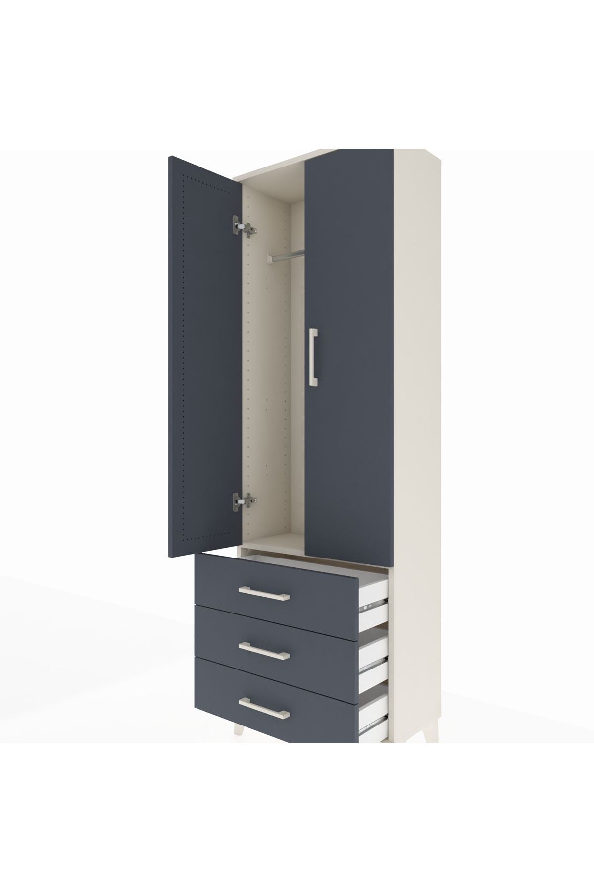 Arges Dolap Tek Raflı 3 Çekmeceli Tek Askılı 60x30x182 - S23M028V2A