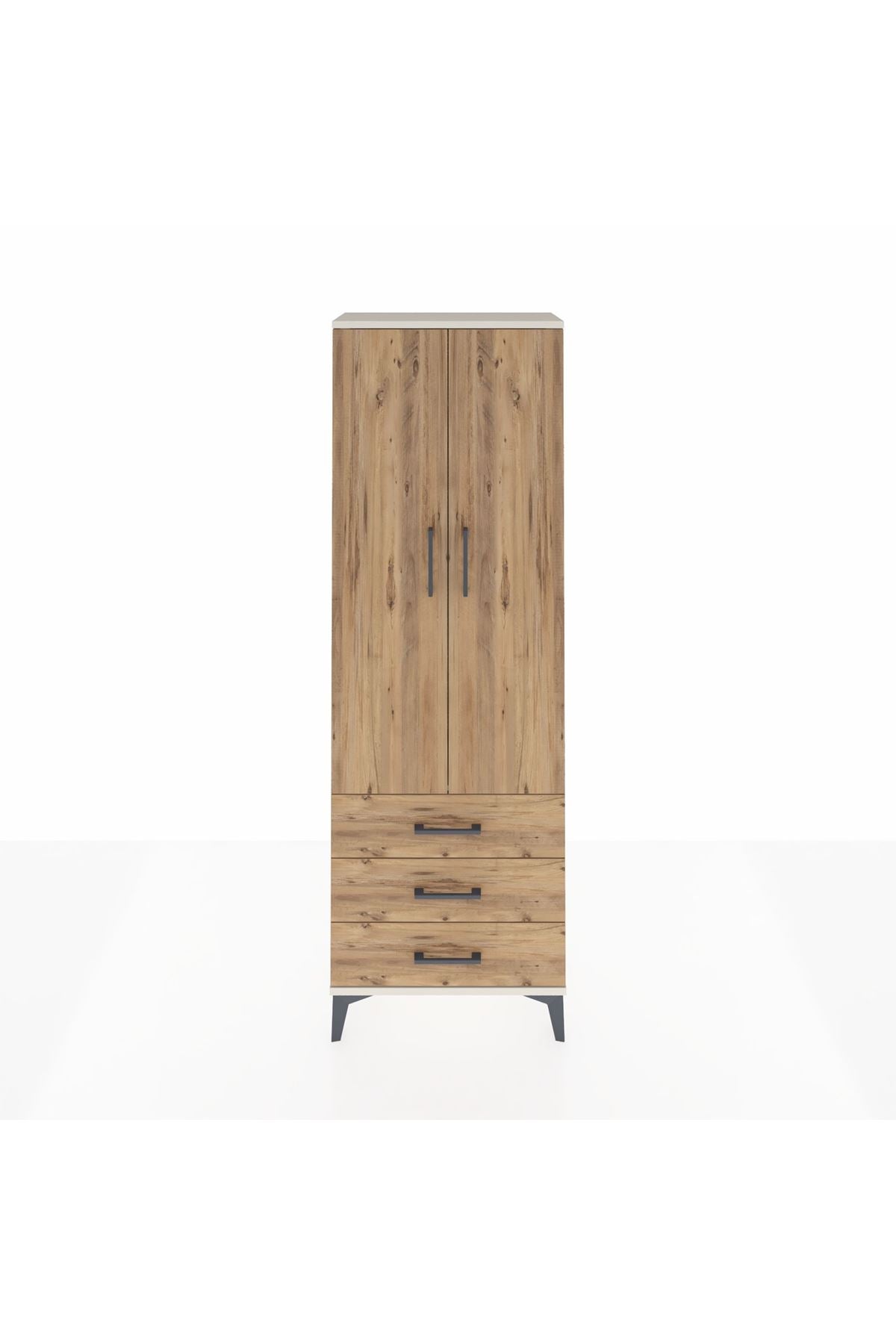 Arges Dolap Tek Raflı 3 Çekmeceli Tek Askılı 60x30x182 - S23M028V3A
