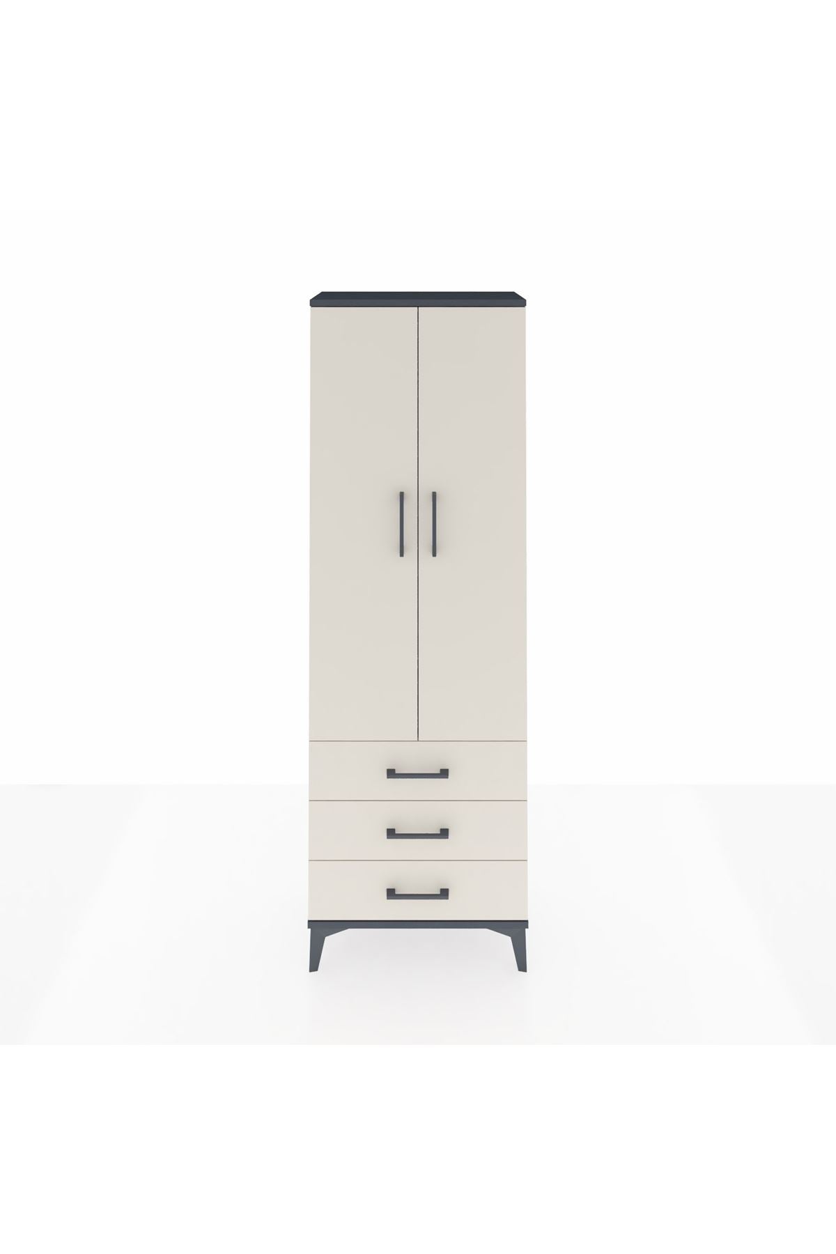 Arges Dolap Tek Raflı 3 Çekmeceli Tek Askılı 60x30x182 - S23M028V4A