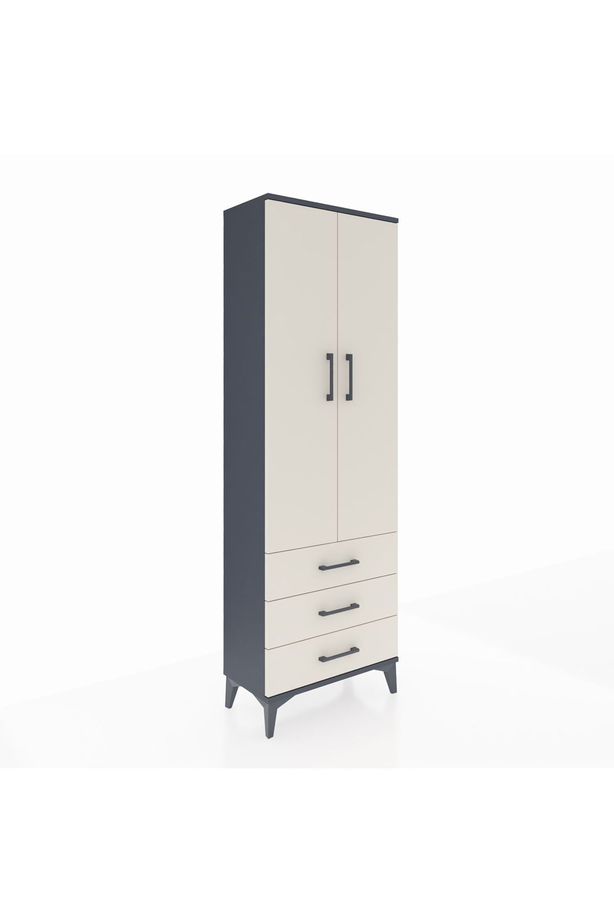 Arges Dolap Tek Raflı 3 Çekmeceli Tek Askılı 60x30x182 - S23M028V4A