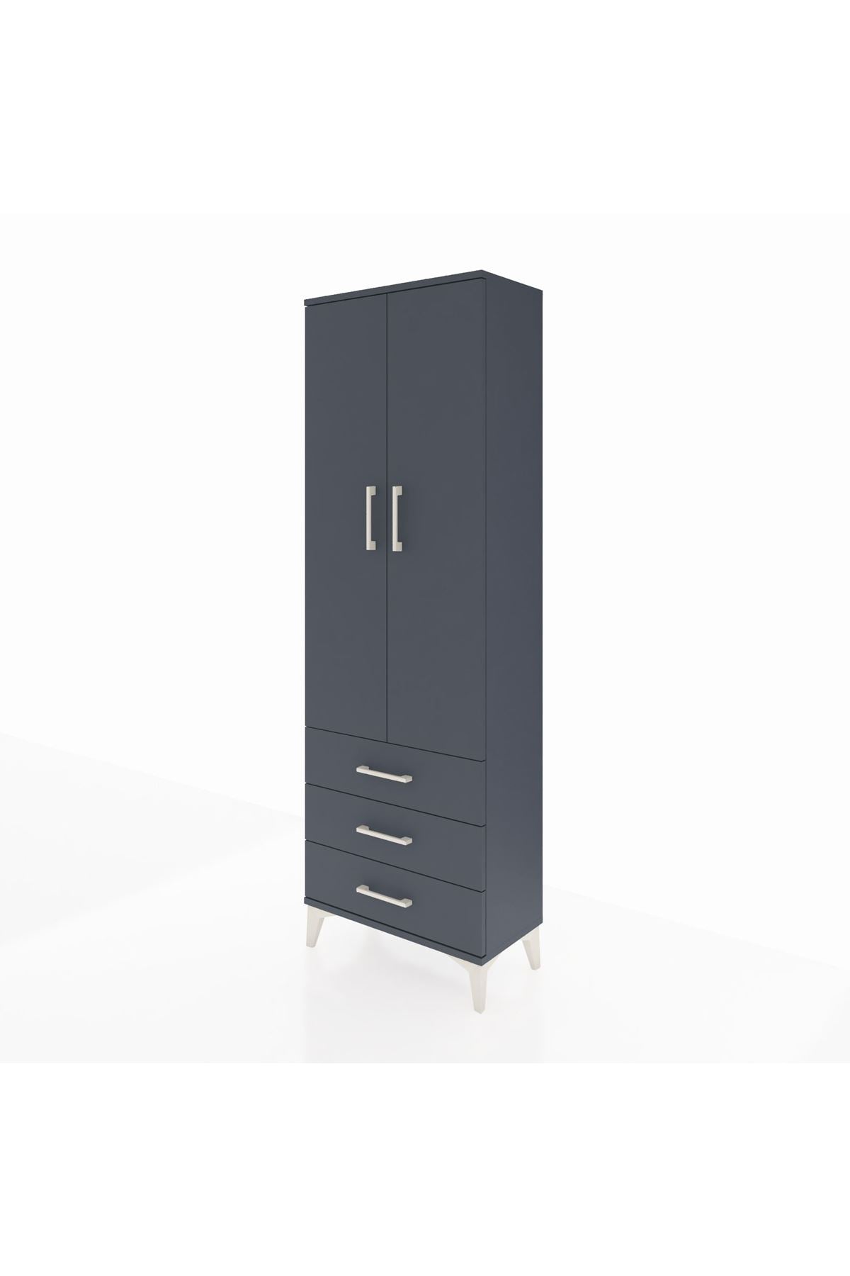 Arges Dolap Tek Raflı 3 Çekmeceli Tek Askılı 60x30x182 - S23M028V5A