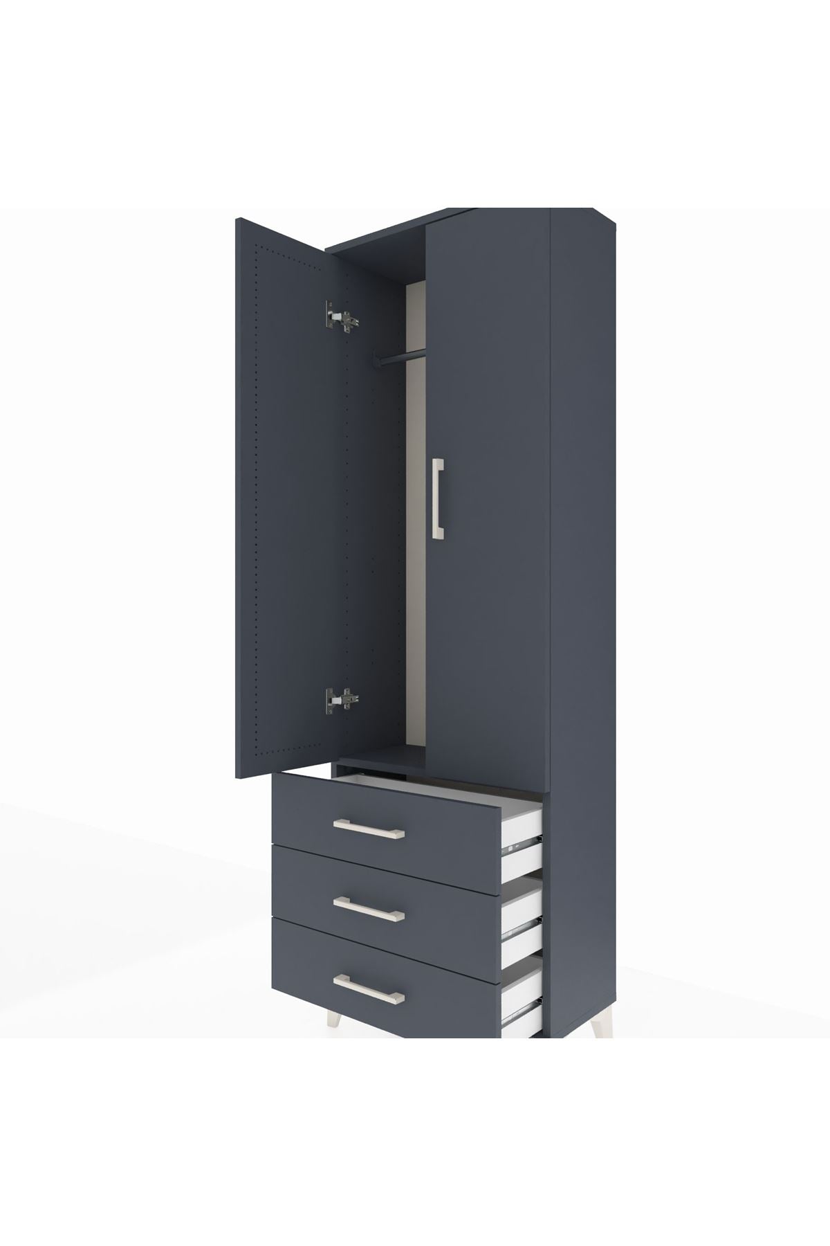 Arges Dolap Tek Raflı 3 Çekmeceli Tek Askılı 60x30x182 - S23M028V5A