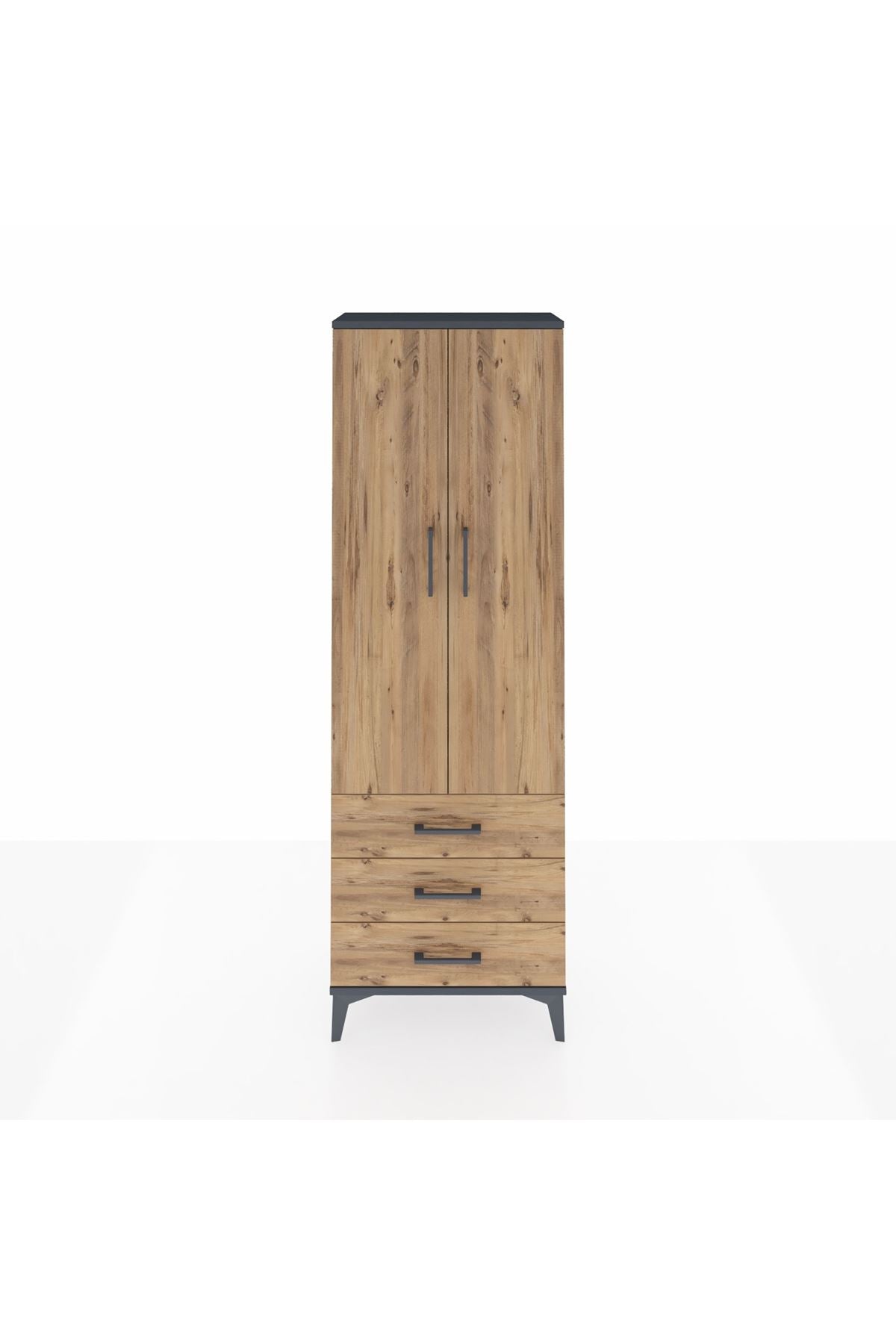 Arges Dolap Tek Raflı 3 Çekmeceli Tek Askılı 60x30x182 - S23M028V6A