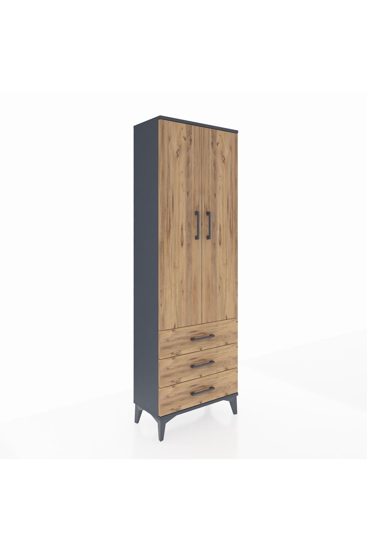 Arges Dolap Tek Raflı 3 Çekmeceli Tek Askılı 60x30x182 - S23M028V6A