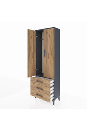 Arges Dolap Tek Raflı 3 Çekmeceli Tek Askılı 60x30x182 - S23M028V6A