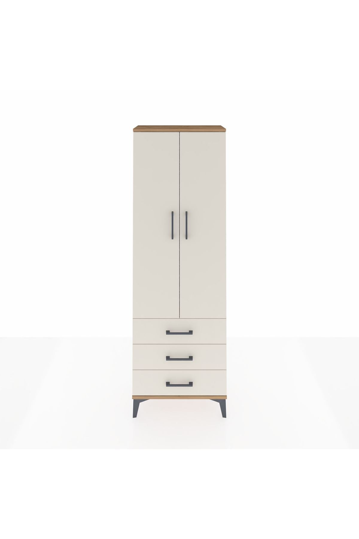 Arges Dolap Tek Raflı 3 Çekmeceli Tek Askılı 60x30x182 - S23M028V7A