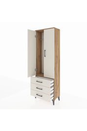Arges Dolap Tek Raflı 3 Çekmeceli Tek Askılı 60x30x182 - S23M028V7A