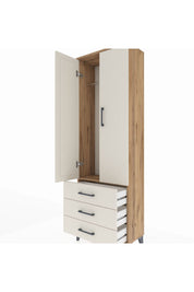 Arges Dolap Tek Raflı 3 Çekmeceli Tek Askılı 60x30x182 - S23M028V7A