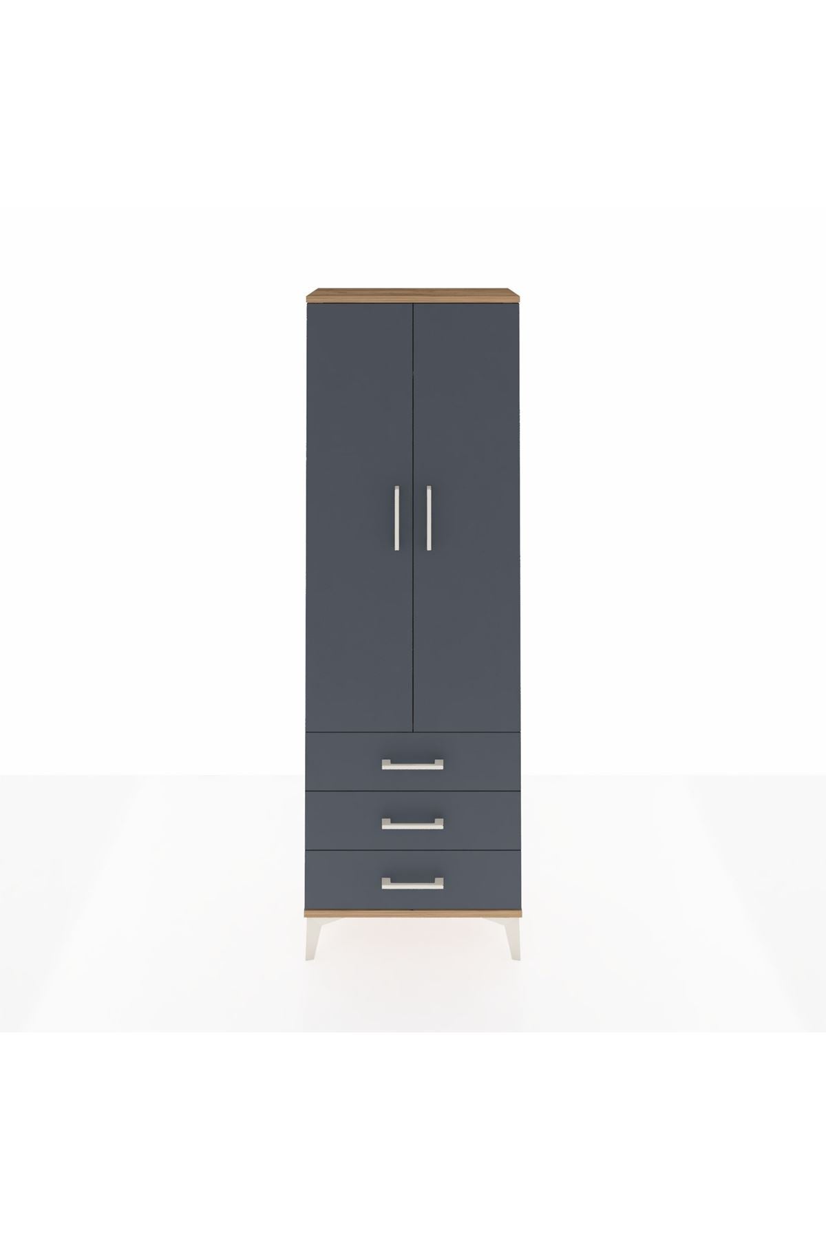 Arges Dolap Tek Raflı 3 Çekmeceli Tek Askılı 60x30x182 - S23M028V8A