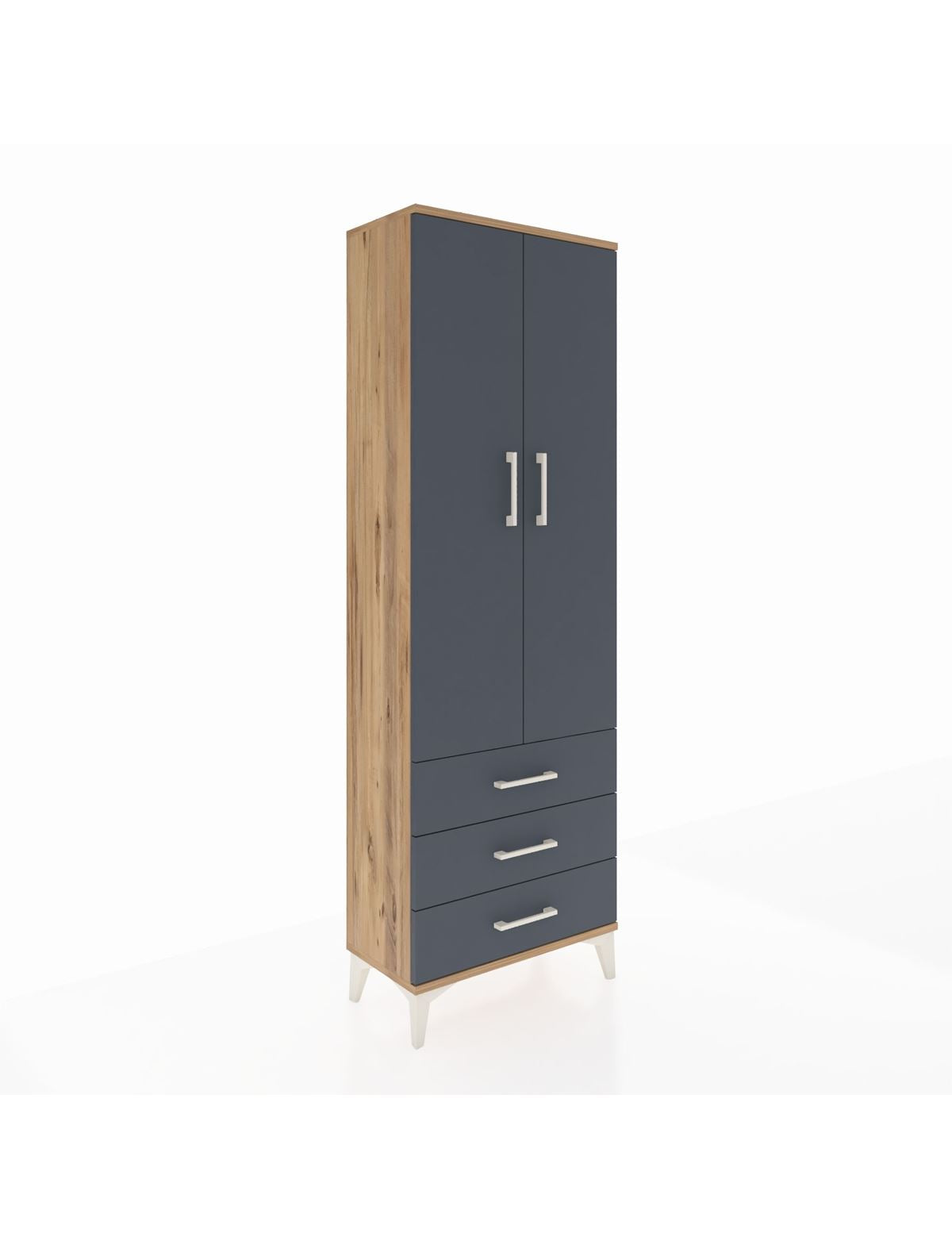 Arges Dolap Tek Raflı 3 Çekmeceli Tek Askılı 60x30x182 - S23M028V8A