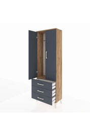 Arges Dolap Tek Raflı 3 Çekmeceli Tek Askılı 60x30x182 - S23M028V8A