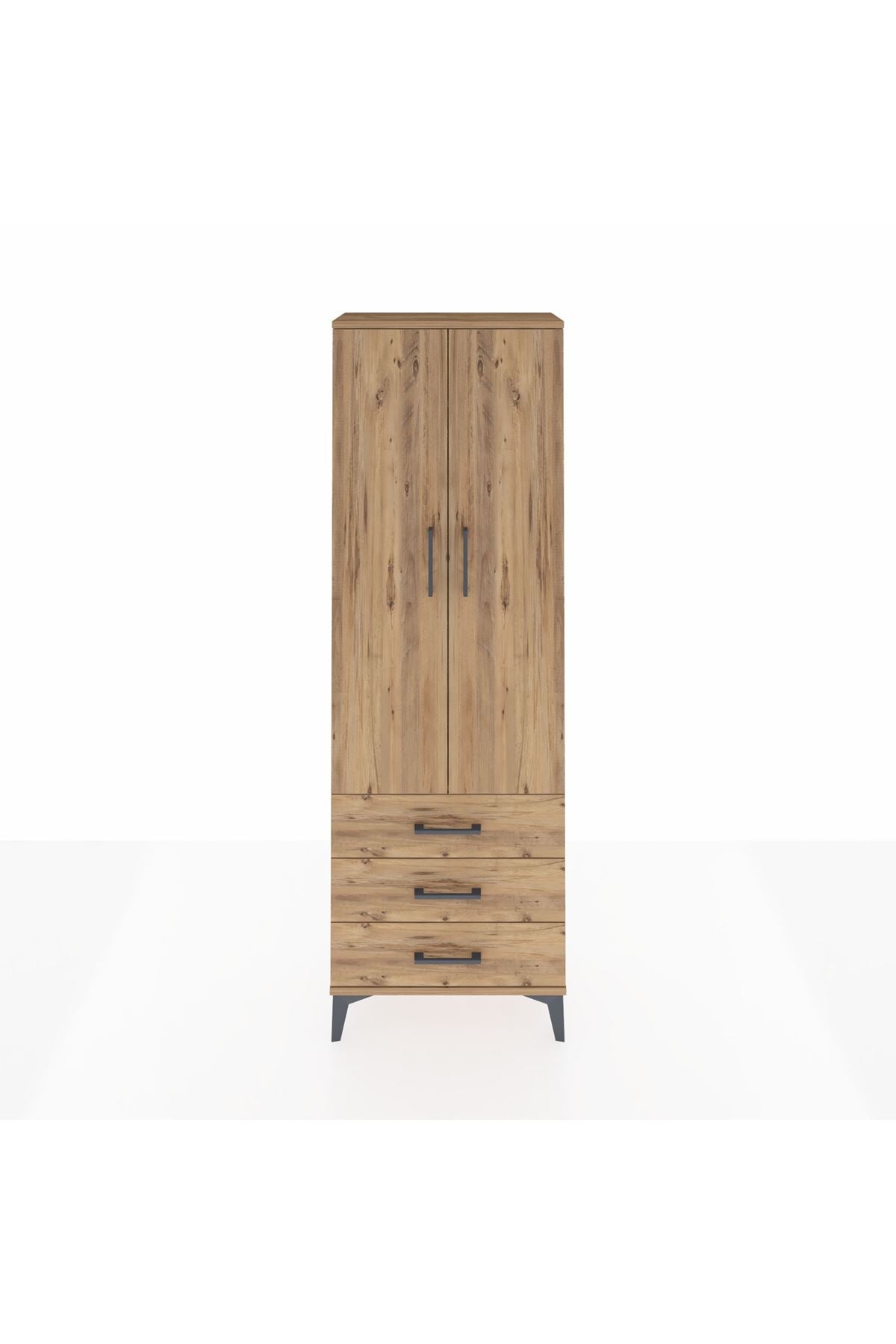 Arges Dolap Tek Raflı 3 Çekmeceli Tek Askılı 60x30x182 - S23M028V9A