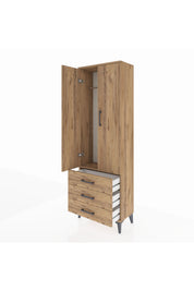 Arges Dolap Tek Raflı 3 Çekmeceli Tek Askılı 60x30x182 - S23M028V9A