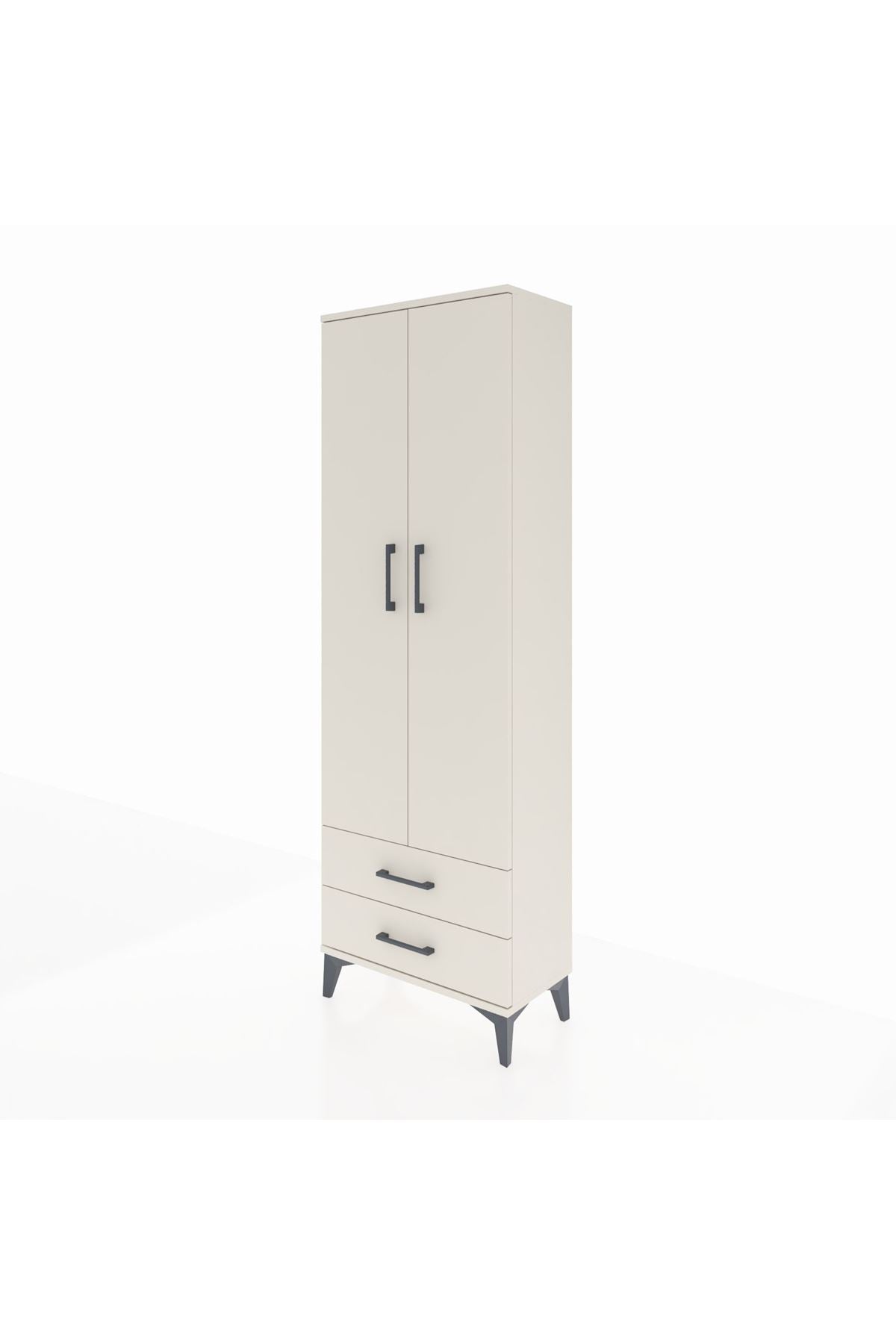 Arges Dolap 2 Raflı 2 Çekmeceli Tek Askılı 60x30x182 - S23M029V1A