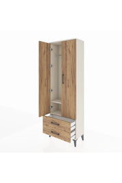 Arges Dolap 2 Raflı 2 Çekmeceli Tek Askılı 60x30x182 - S23M029V3A
