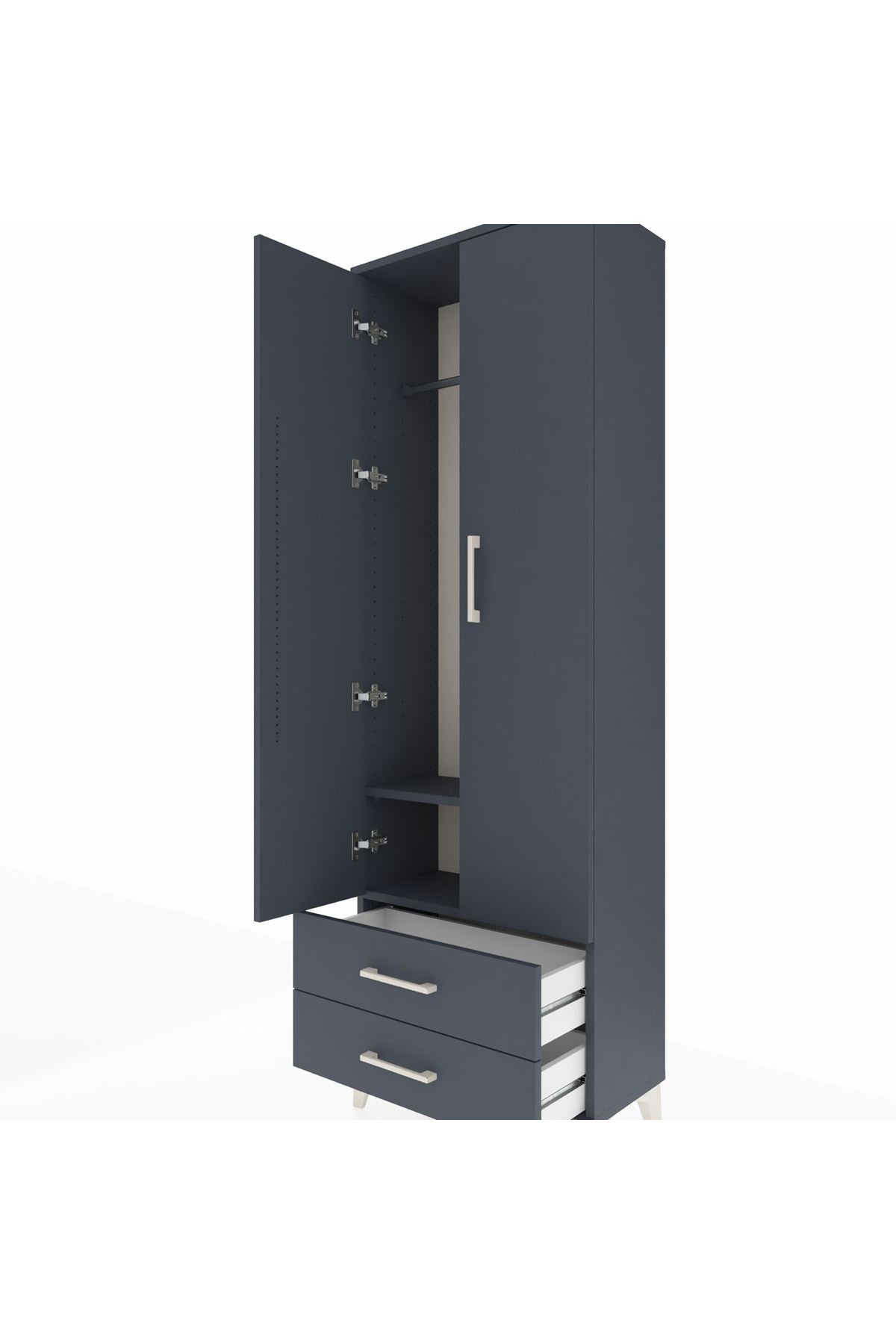 Arges Dolap 2 Raflı 2 Çekmeceli Tek Askılı 60x30x182 - S23M029V5A
