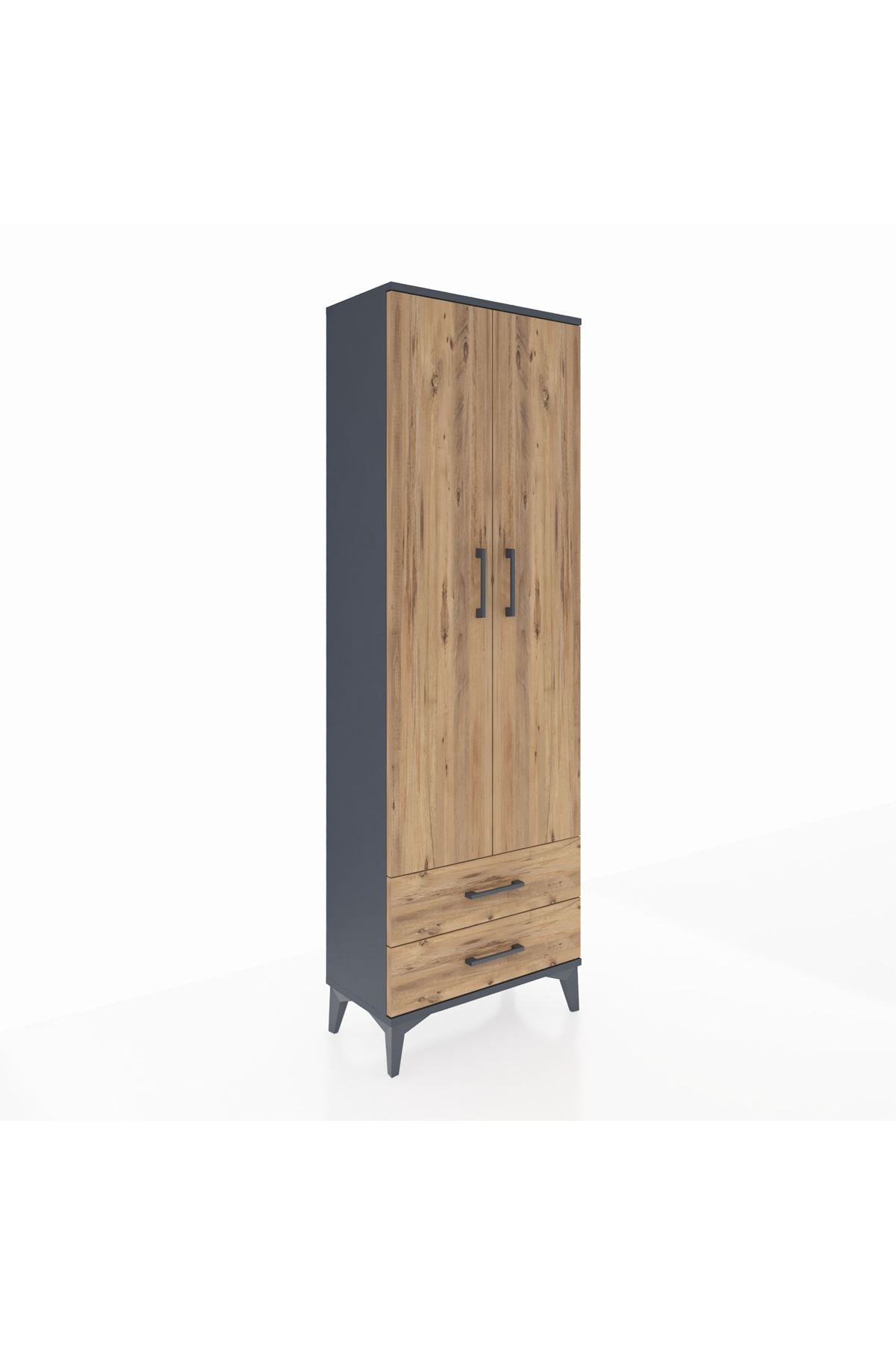 Arges Dolap 2 Raflı 2 Çekmeceli Tek Askılı 60x30x182 - S23M029V6A