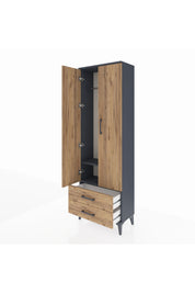 Arges Dolap 2 Raflı 2 Çekmeceli Tek Askılı 60x30x182 - S23M029V6A