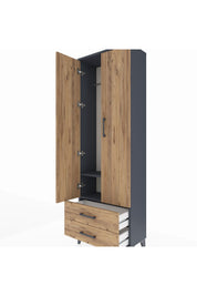Arges Dolap 2 Raflı 2 Çekmeceli Tek Askılı 60x30x182 - S23M029V6A