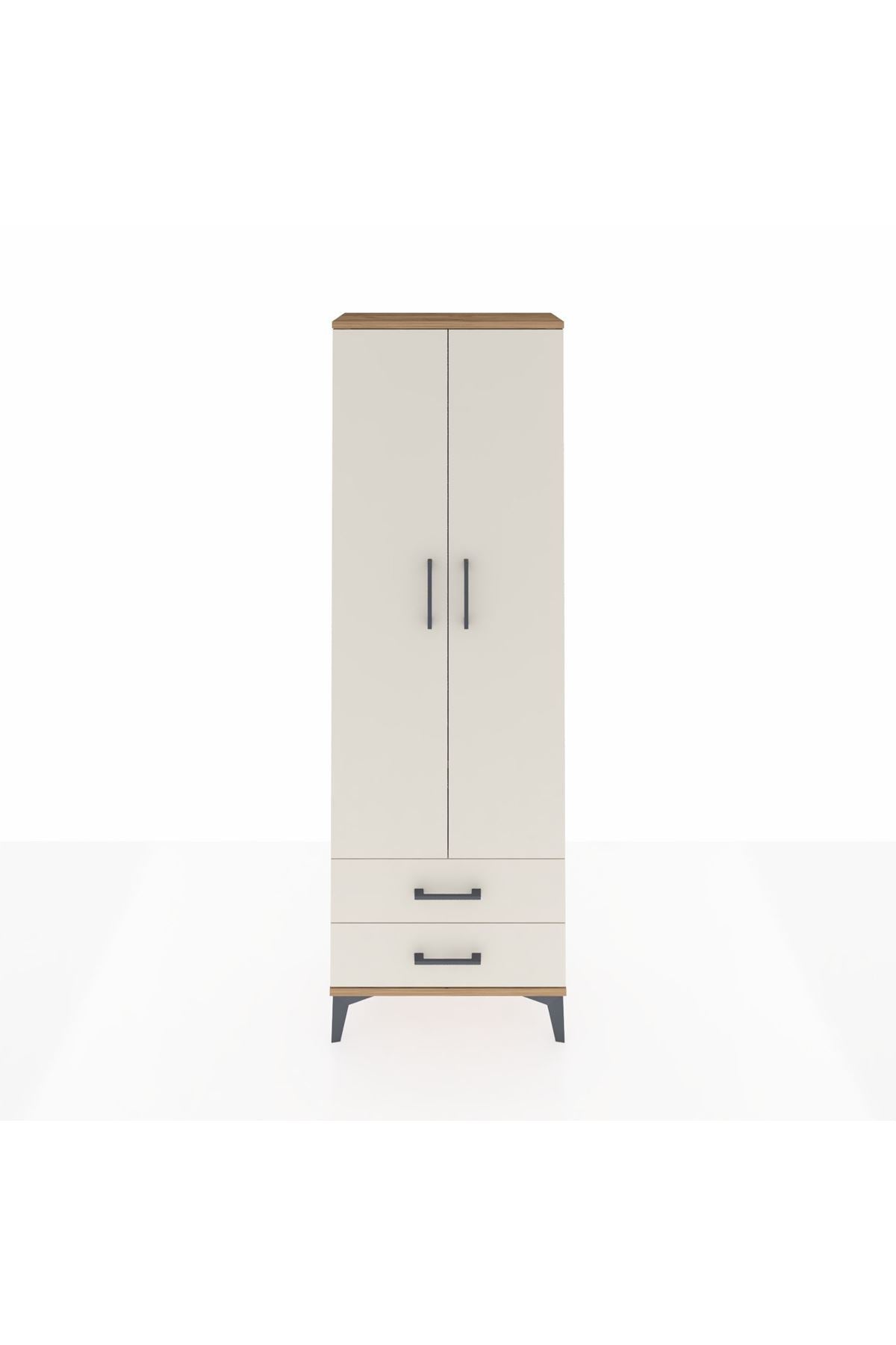 Arges Dolap 2 Raflı 2 Çekmeceli Tek Askılı 60x30x182 - S23M029V7A