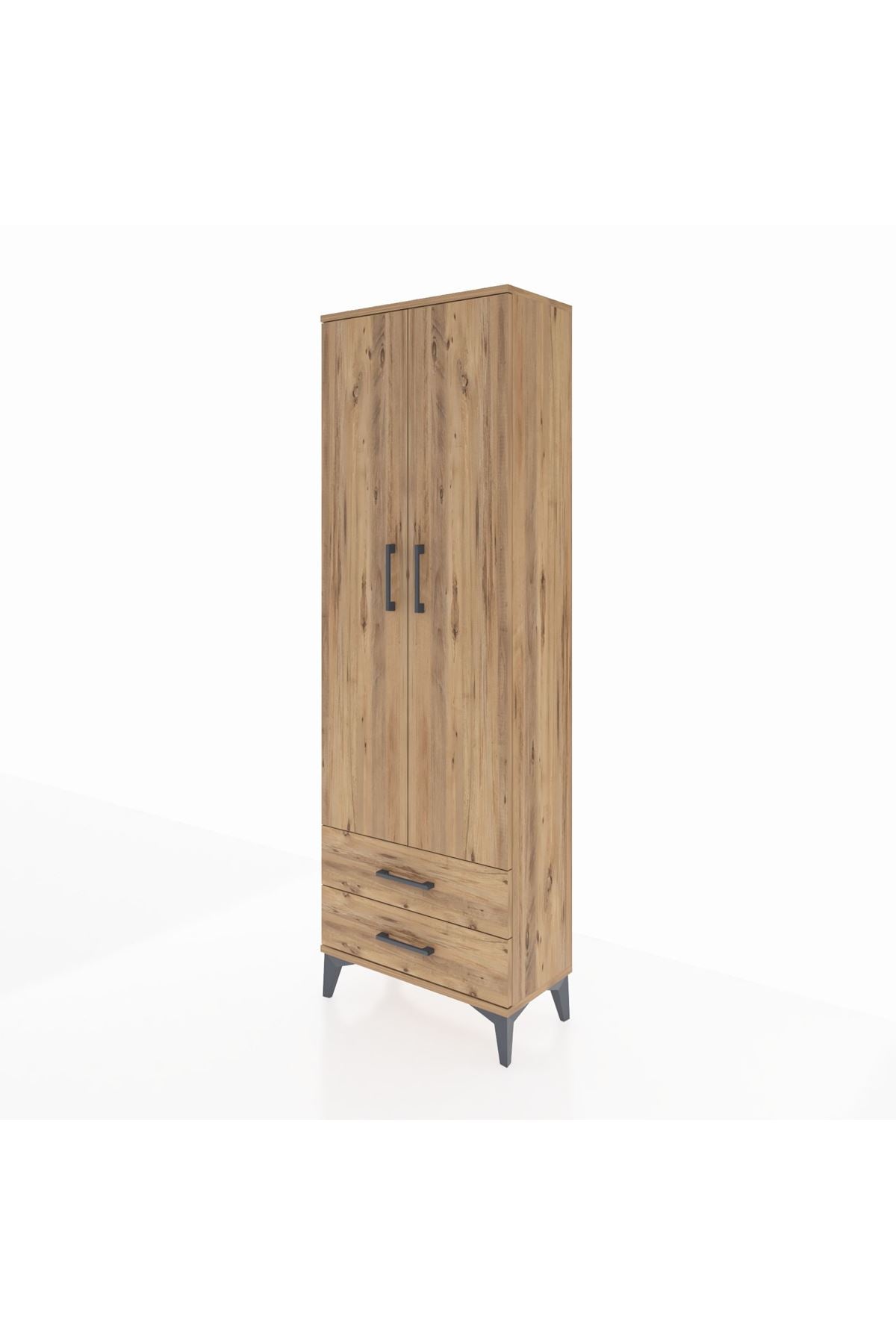 Arges Dolap 2 Raflı 2 Çekmeceli Tek Askılı 60x30x182 - S23M029V9A