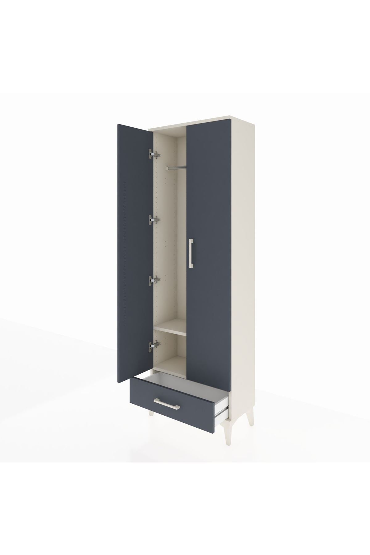Arges Dolap 2 Raflı Tek Çekmeceli Tek Askılı 60x30x182 - S23M030V2A