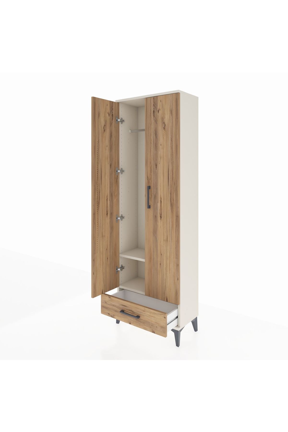 Arges Dolap 2 Raflı Tek Çekmeceli Tek Askılı 60x30x182 - S23M030V3A