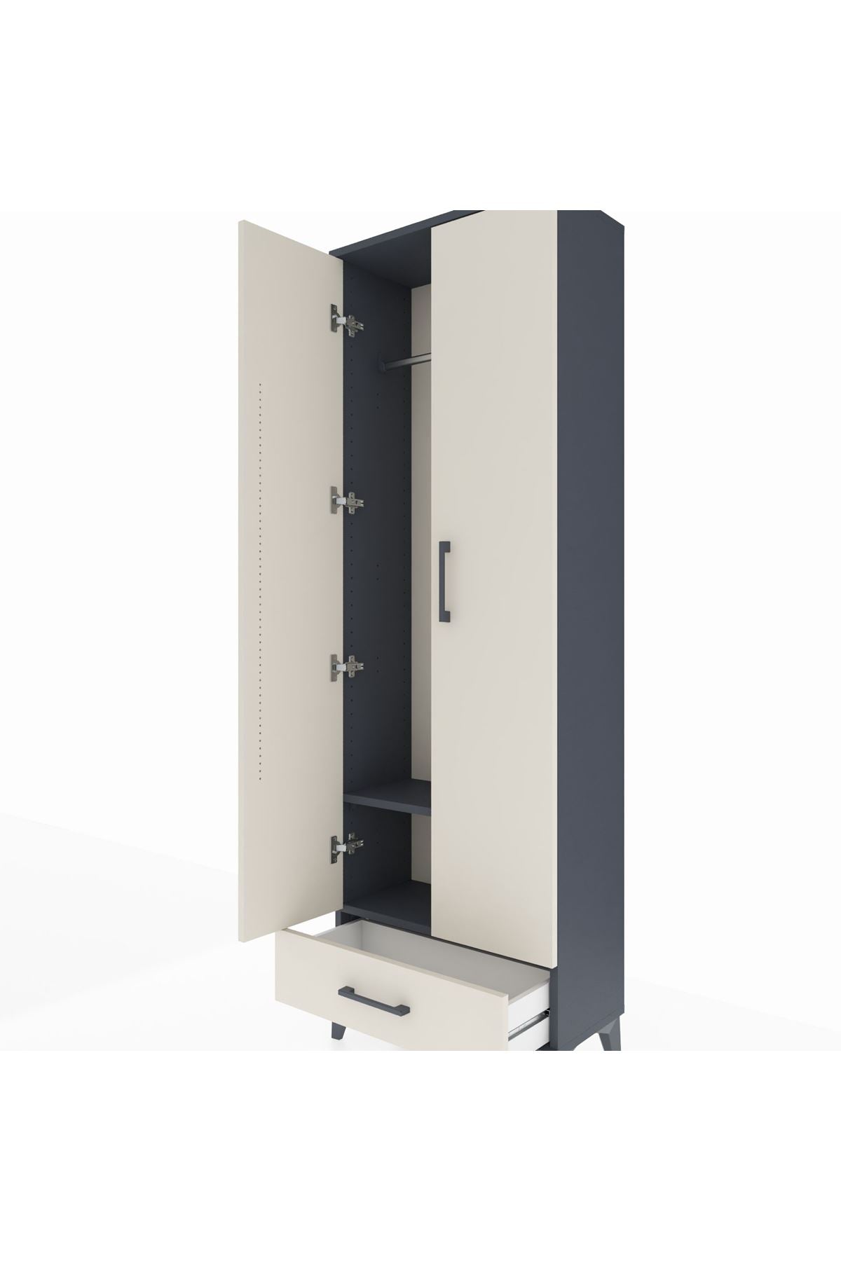Arges Dolap 2 Raflı Tek Çekmeceli Tek Askılı 60x30x182 - S23M030V4A