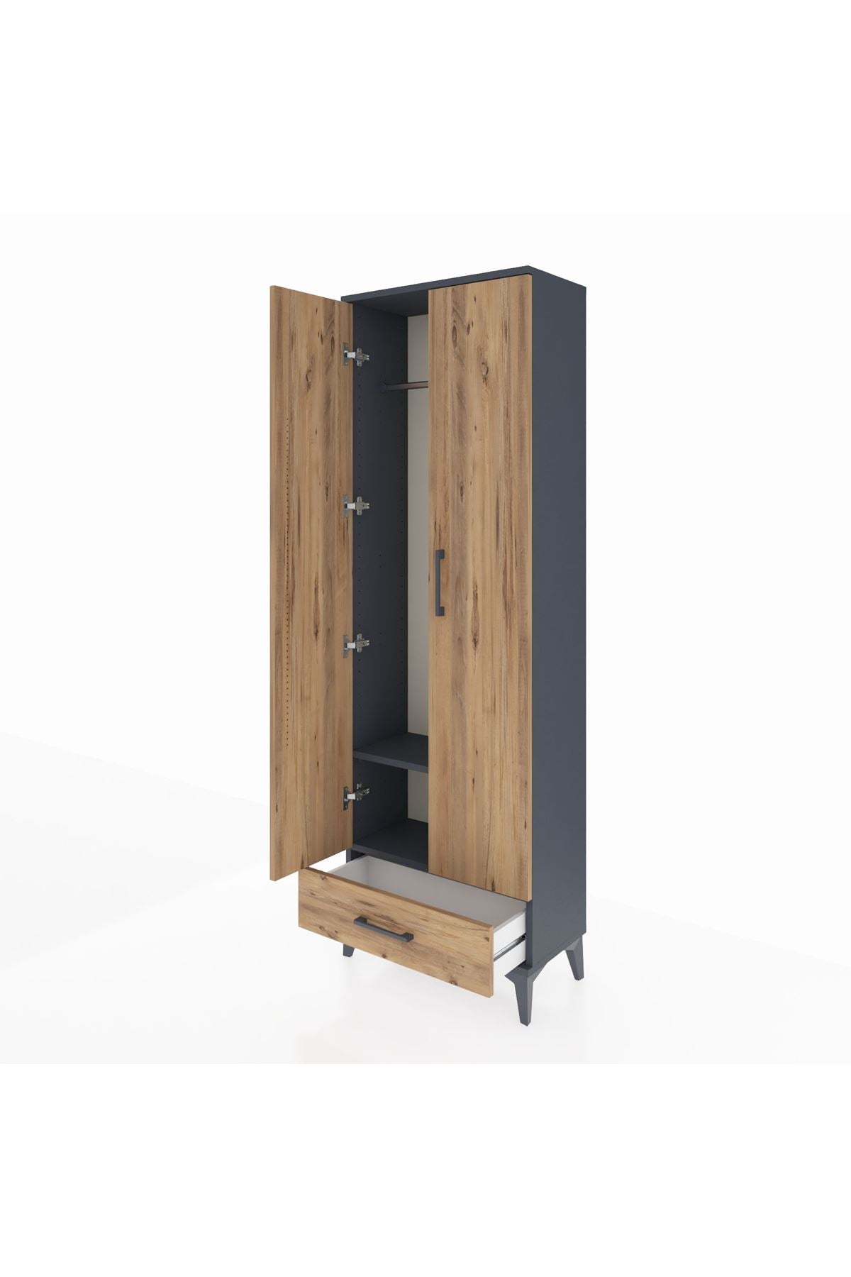 Arges Dolap 2 Raflı Tek Çekmeceli Tek Askılı 60x30x182 - S23M030V6A