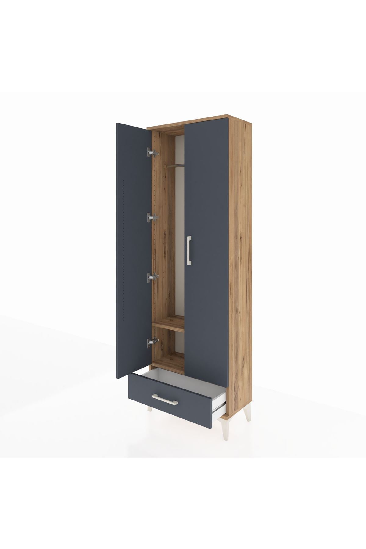 Arges Dolap 2 Raflı Tek Çekmeceli Tek Askılı 60x30x182 - S23M030V8A