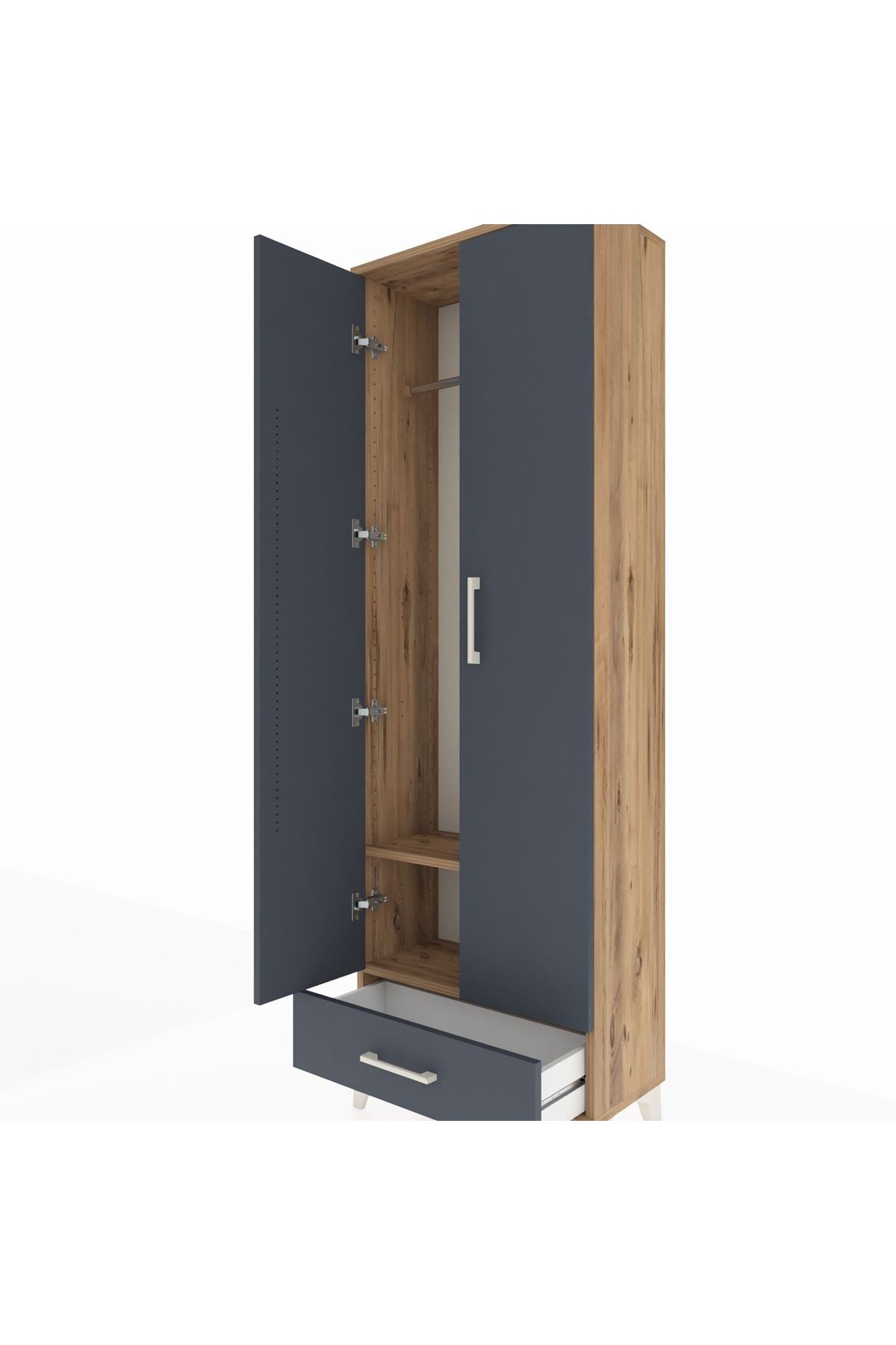 Arges Dolap 2 Raflı Tek Çekmeceli Tek Askılı 60x30x182 - S23M030V8A