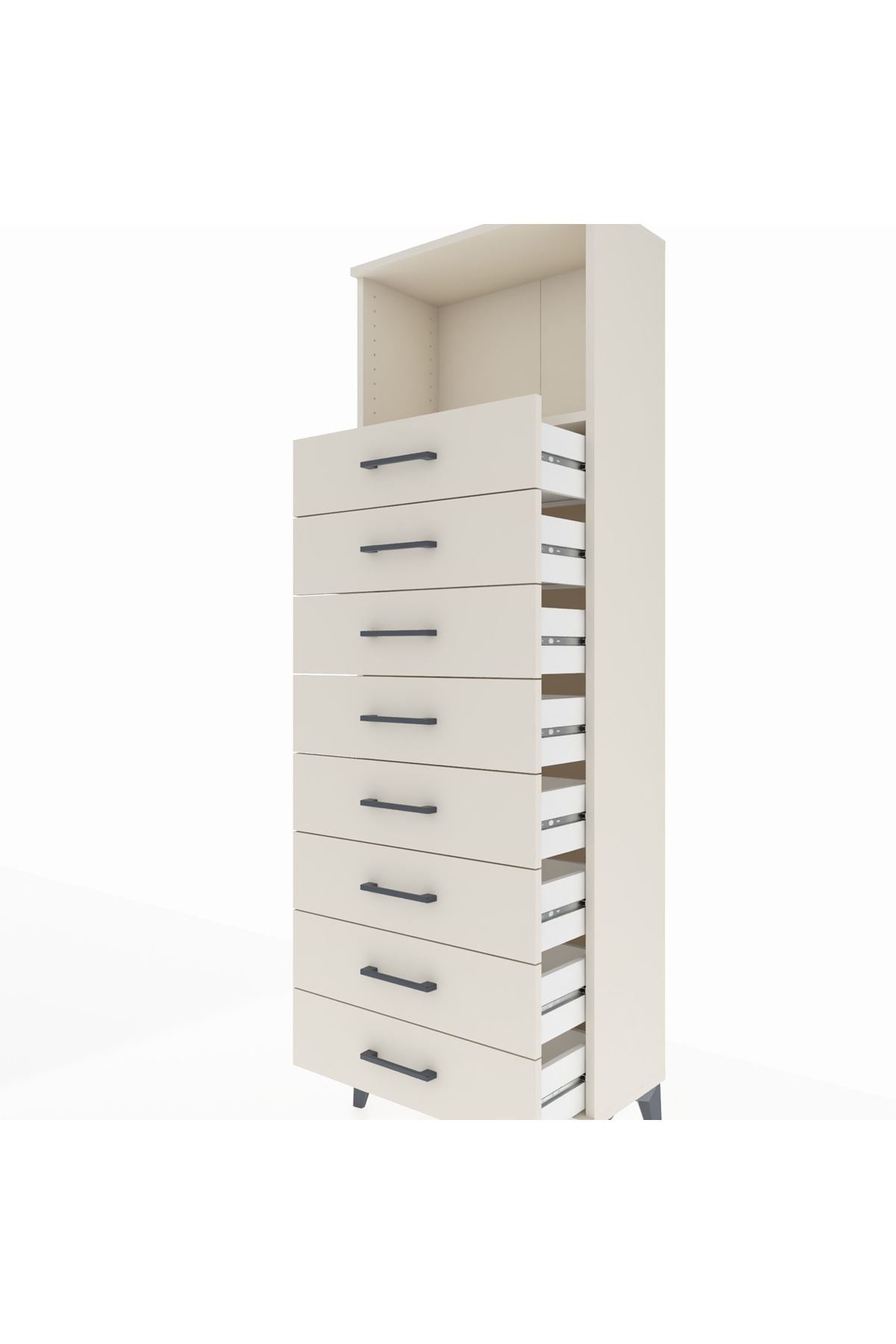 Arges Dolap Tek Raflı 8 Çekmeceli 60x30x182 - S23M032V1A