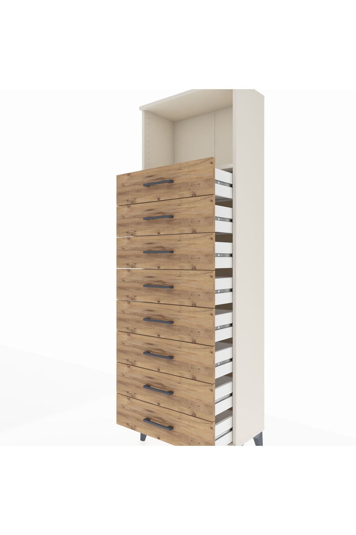 Arges Dolap Tek Raflı 8 Çekmeceli 60x30x182 - S23M032V3A