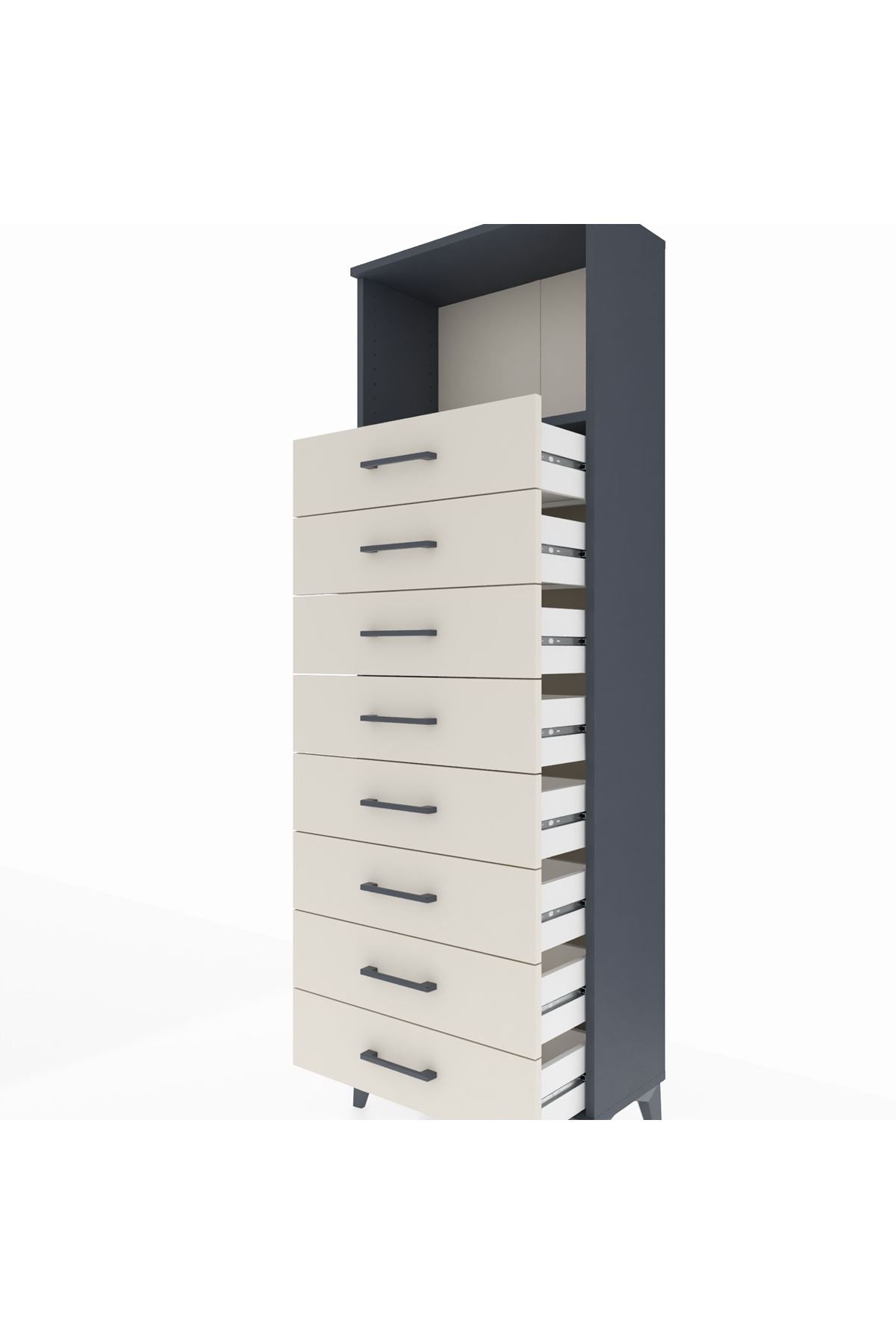 Arges Dolap Tek Raflı 8 Çekmeceli 60x30x182 - S23M032V4A