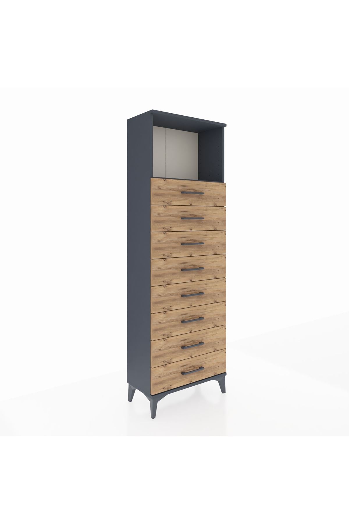 Arges Dolap Tek Raflı 8 Çekmeceli 60x30x182 - S23M032V6A