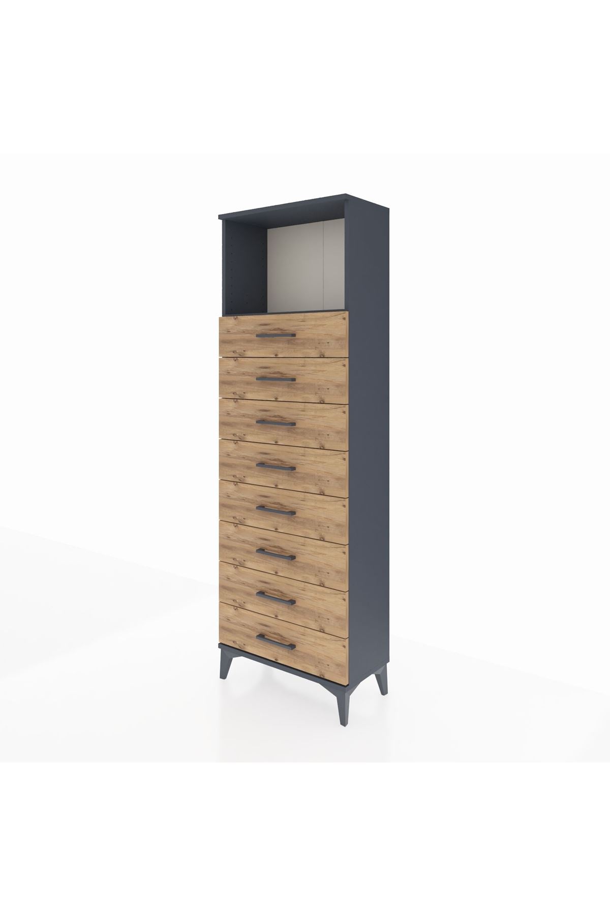 Arges Dolap Tek Raflı 8 Çekmeceli 60x30x182 - S23M032V6A