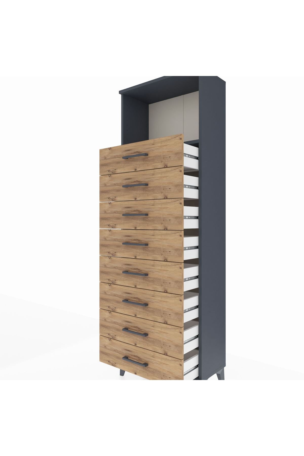 Arges Dolap Tek Raflı 8 Çekmeceli 60x30x182 - S23M032V6A
