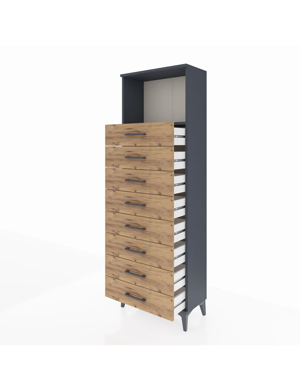 Arges Dolap Tek Raflı 8 Çekmeceli 60x30x182 - S23M032V6A